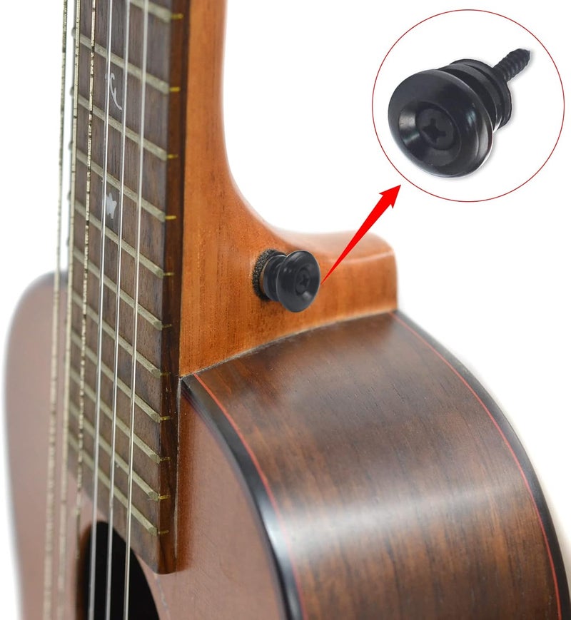 MAXCHEER 2PCS Mushroom Style Guitar Ukulele Bass Strap Lock Lock Metal Music Parts (Black) - Image 5